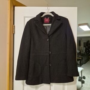 Autograf Wool Blend Black Men's Pea Coat